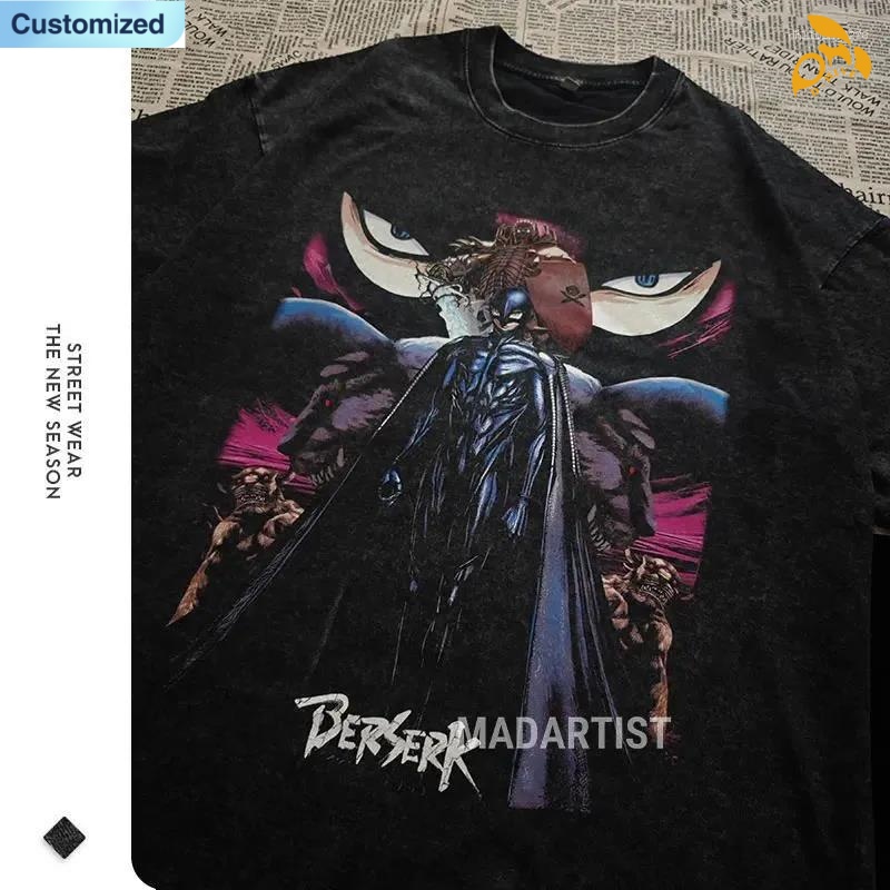 free shipping of customized 180g men's hot stamping comfortable T-shirt with Anime pattern from US