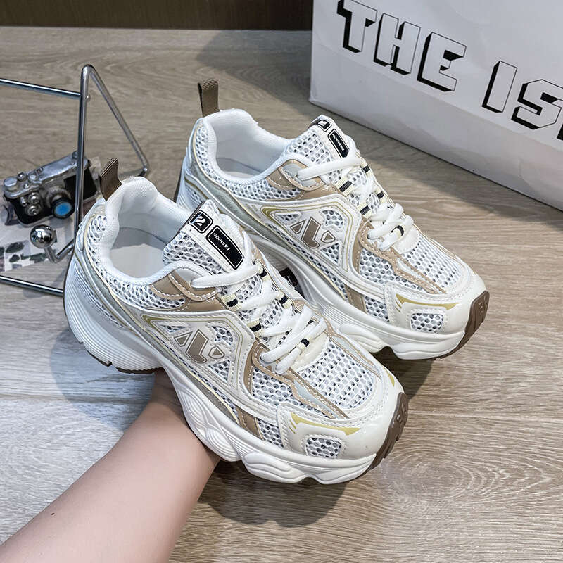 Platform Height Increasing Dad Shoes for Women, Ins Style 2023 Summer New Versatile Mesh Casual Thin Breathable Sneakers