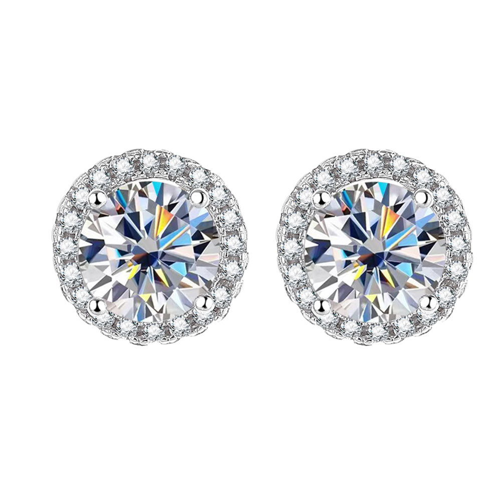 MT 1ct *2 D Color Round Moissanite Screw Earring For Women Wedding Fine Jewelry S925 Sterling Silver Moissanite Earrings Gift