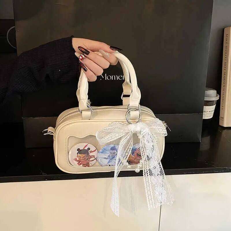 Richme Y2K Mini Handbags Women Aesthetic Lace Beading Bow Ladies Ita Bags DIY Anime Badge PU Crossbody Shoulder Bolso Mujer