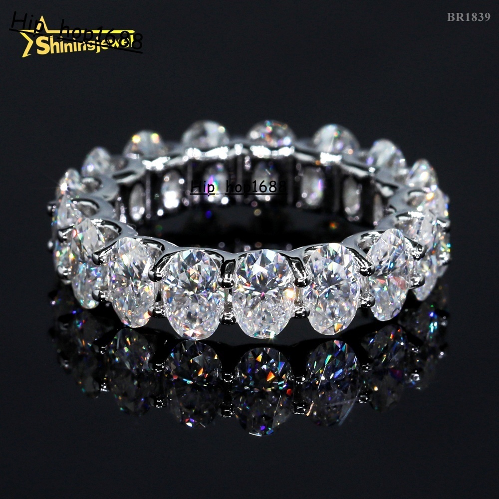 GRA Certificated 925 Sterling Silver Oval Cut Eternity VVS Moissanite Ring Custom Women Wedding Engagement Band Rings