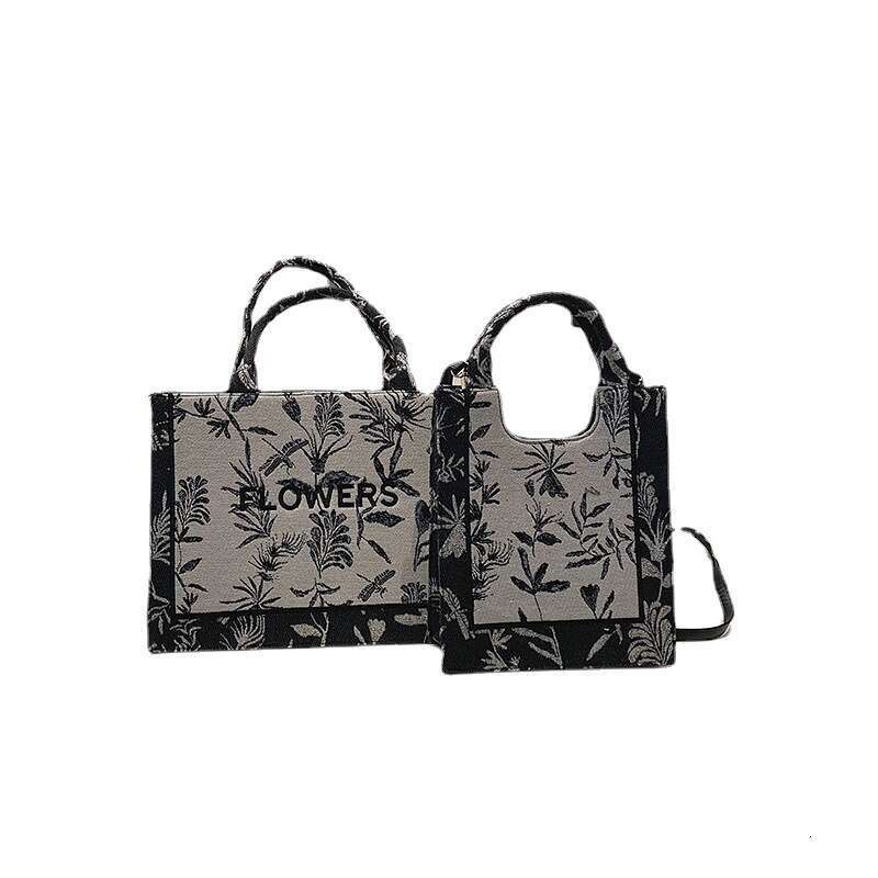 2024 Tote Bamboo Leaf Hard Canvas Large Capacity Simple Fashion Bag for Women