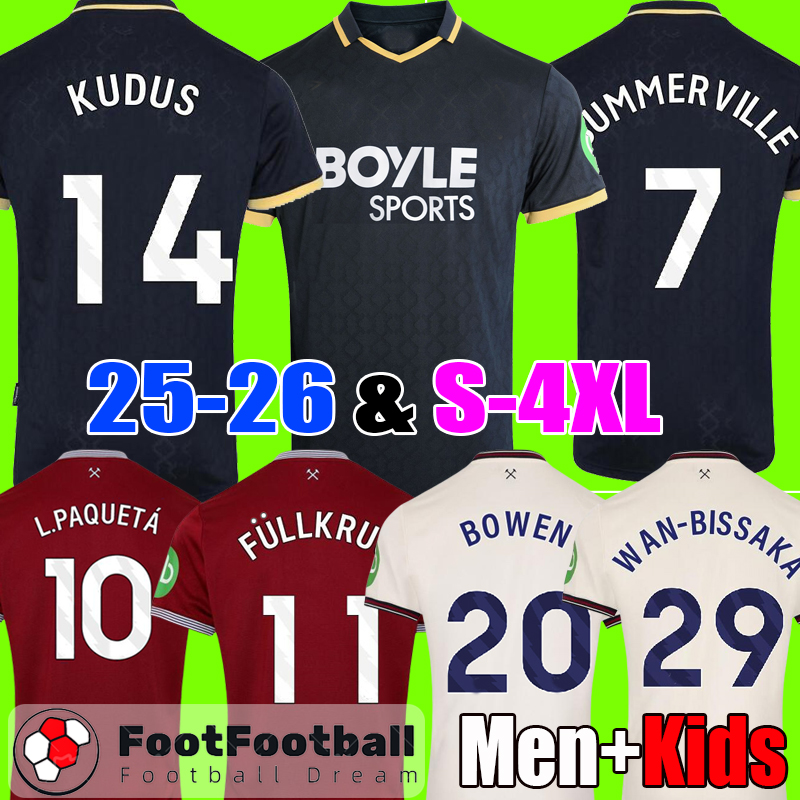 2025 L.PAQUETA SUMMERVILLE FULLKRUG BOWEN WEST HAME United 25 26 Football Shirt Soccer Jerseys 2026 WAN BISSAKA Football Shirts GUIHERME Men Kids Kits tops