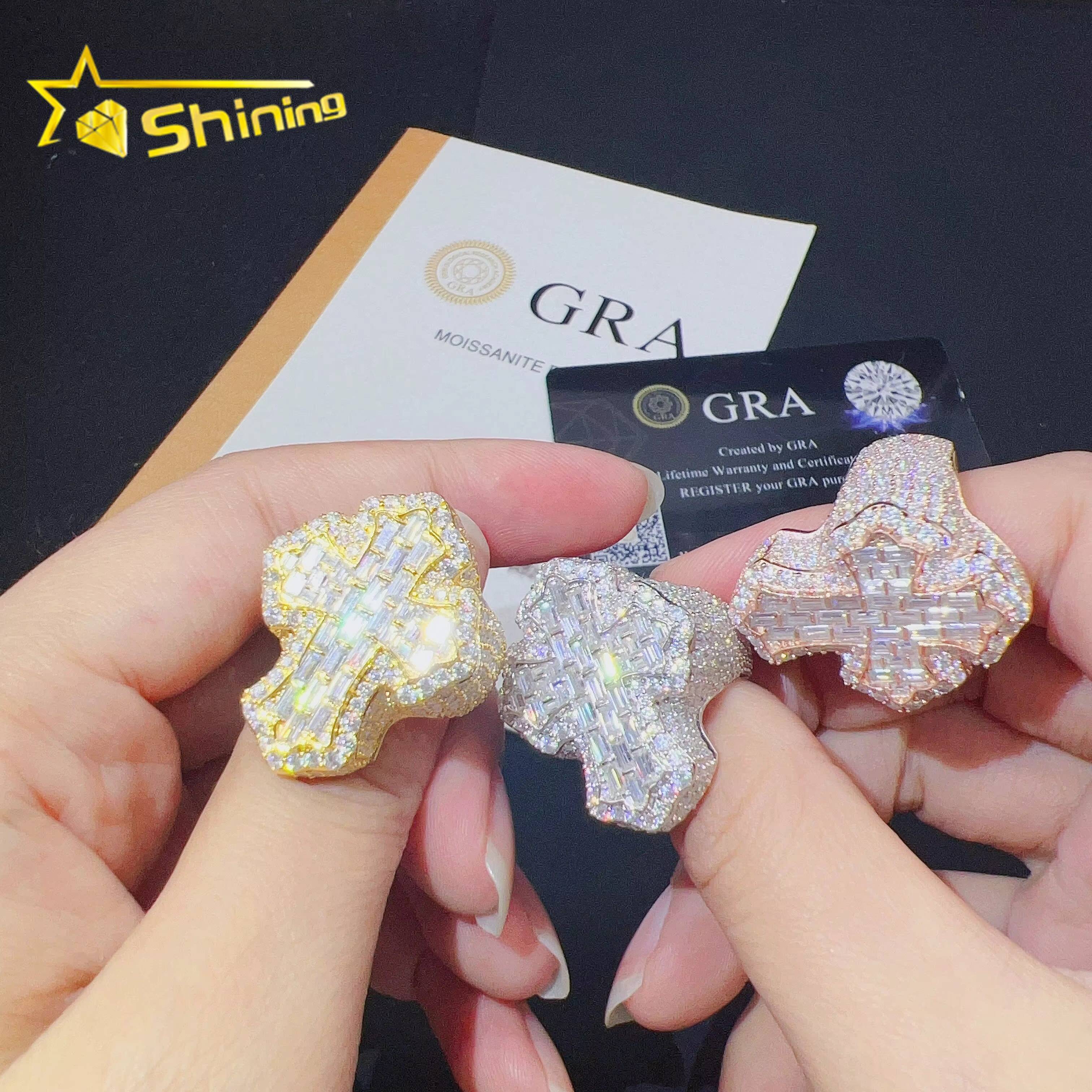 Sterling Silver 925 Fine Fashion Hip Hop Ring Vvs Moissanite Lab Diamond Iced Out Jewelry Mens Ring