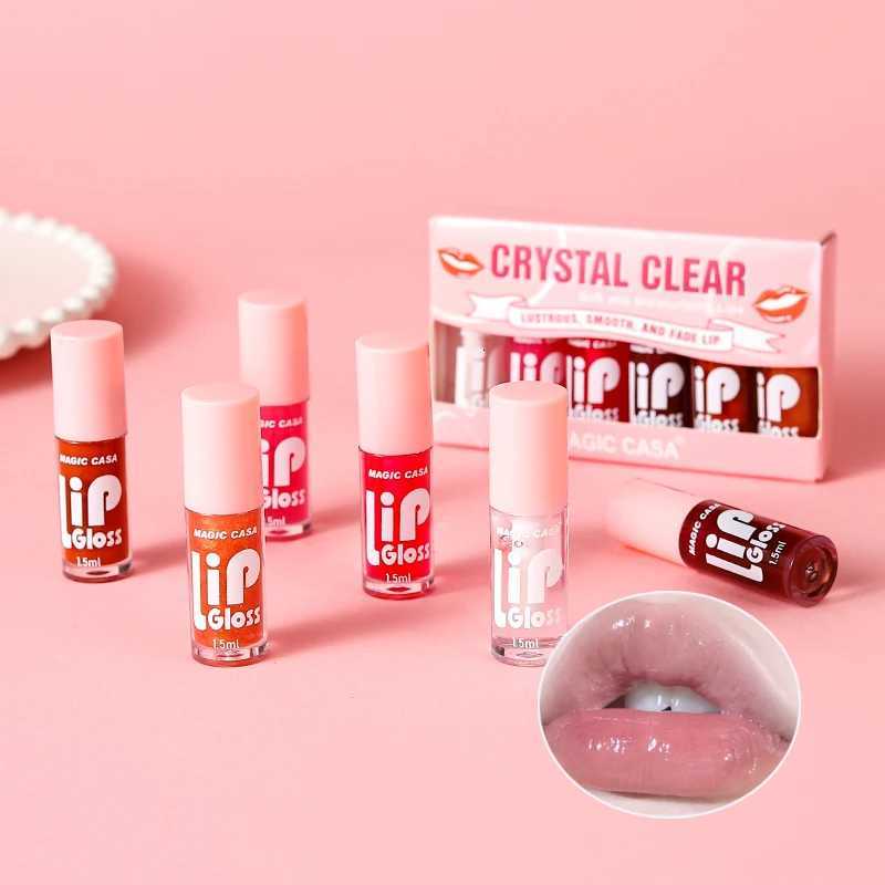 Magic Casa 6-Piece Set Water-Gloss Jelly Lip Oil - Plumping Hydrating Makeup Base Long-Lasting Moisture G250728