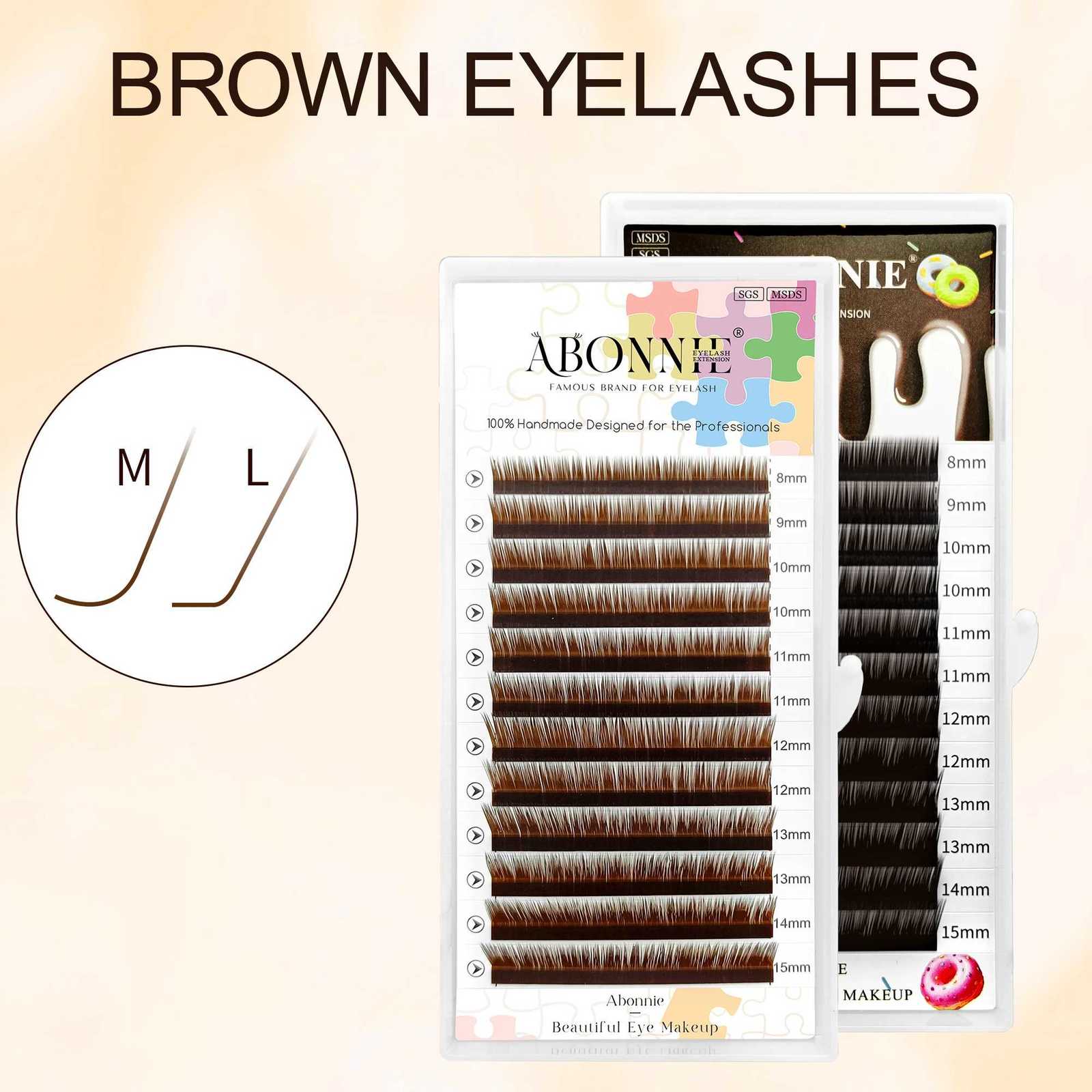 Abonnie L M Curl Brown Classic Individual Eyelashes Russian Volume Lashes Z250730