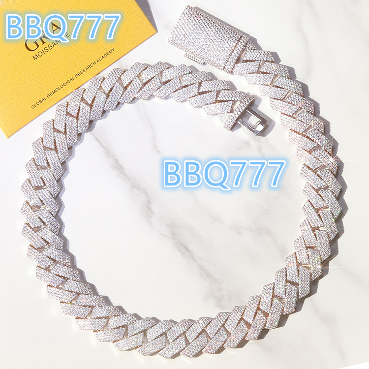 Heavy Solid Silver 20mm 4Rows GRA Moissanite Diamond Cuban Link Chain for Mens Mechanical Watch Rapper Hip Hop Necklace