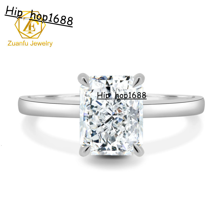 ZUANFO D VVS Radiant Cut Engagement Ring in 14k Solid Gold GRA Certified 2CT Moissanite Solitaire Diamond Ring for Women