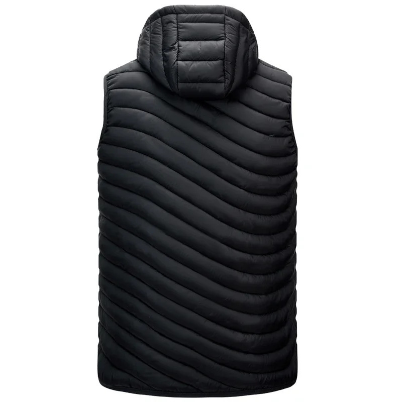 Fashion Casual Pockets Waistcoat Windproof Jacket Winter Male Men Sleeveless Down Vests Solid Hooded Vest men Jackets 250730