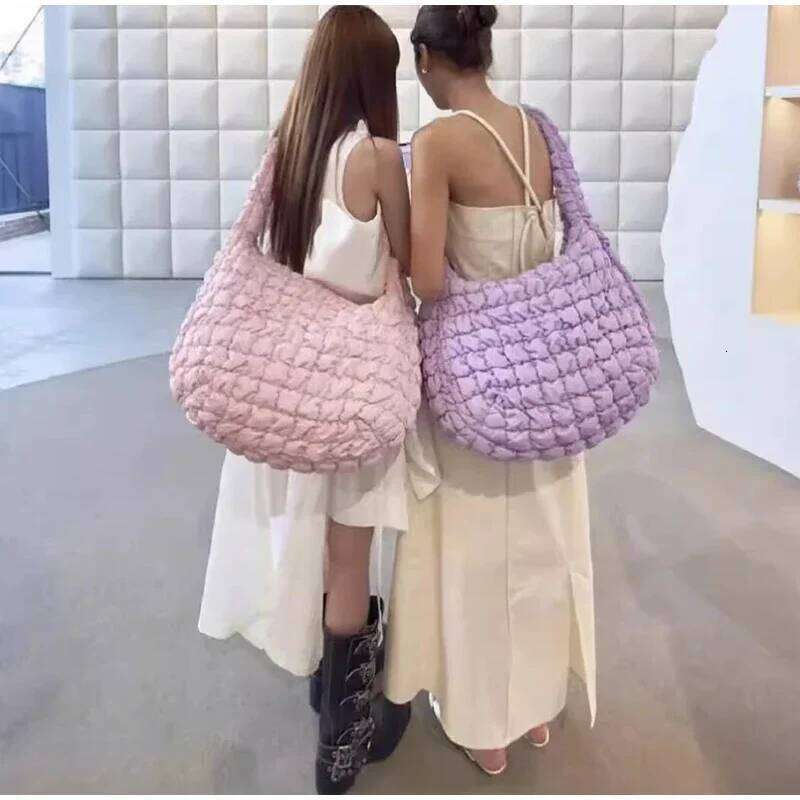New Cloud Folded Soft Pleated Bubbles Shoulder Bags Dumpling Large Capacity Tote Bag Cotton Underarm Handbag Woman