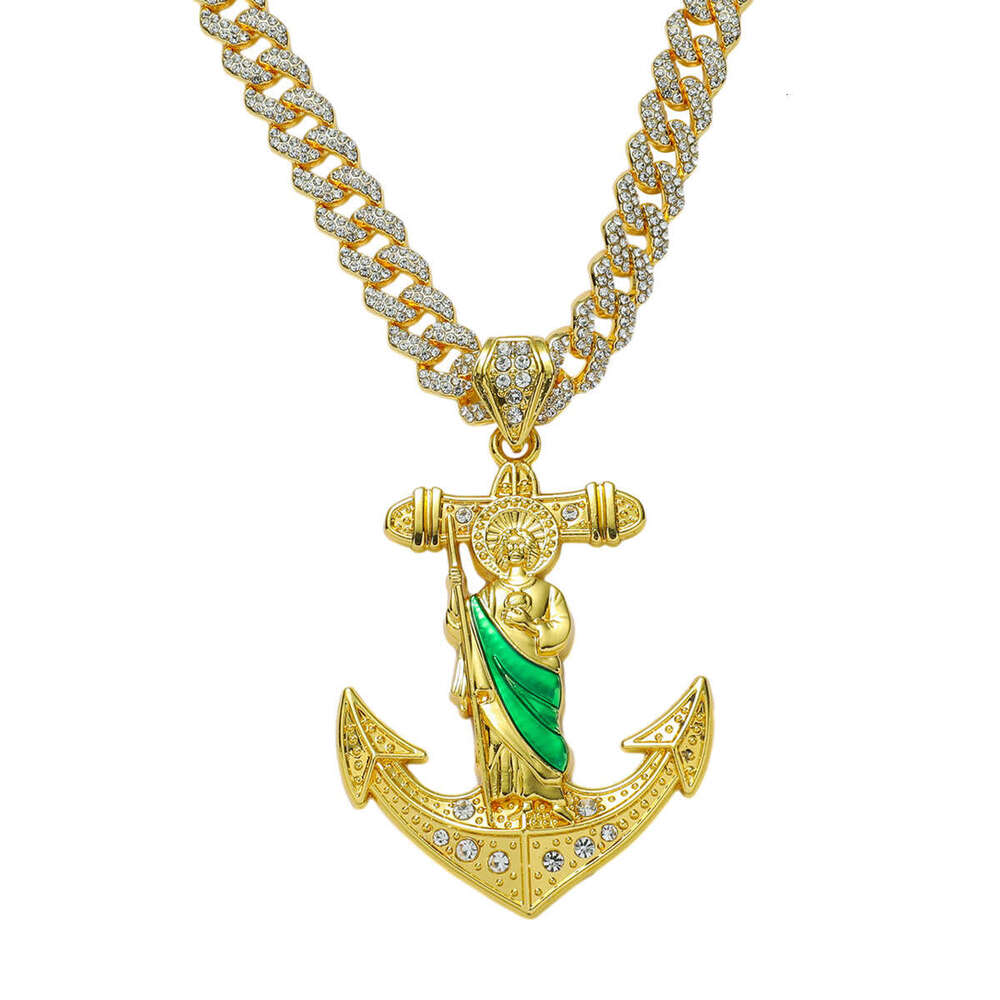 Personality Creative Hip-Hop Style Religious Saint Jude Statue Anchor Pendant