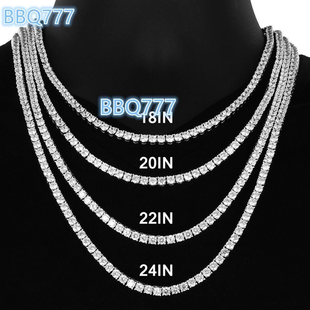 5mm Clustered Rose White Gold Plated 925 Sterling Silver Iced Diamond Zircon Tennis Chain Necklace