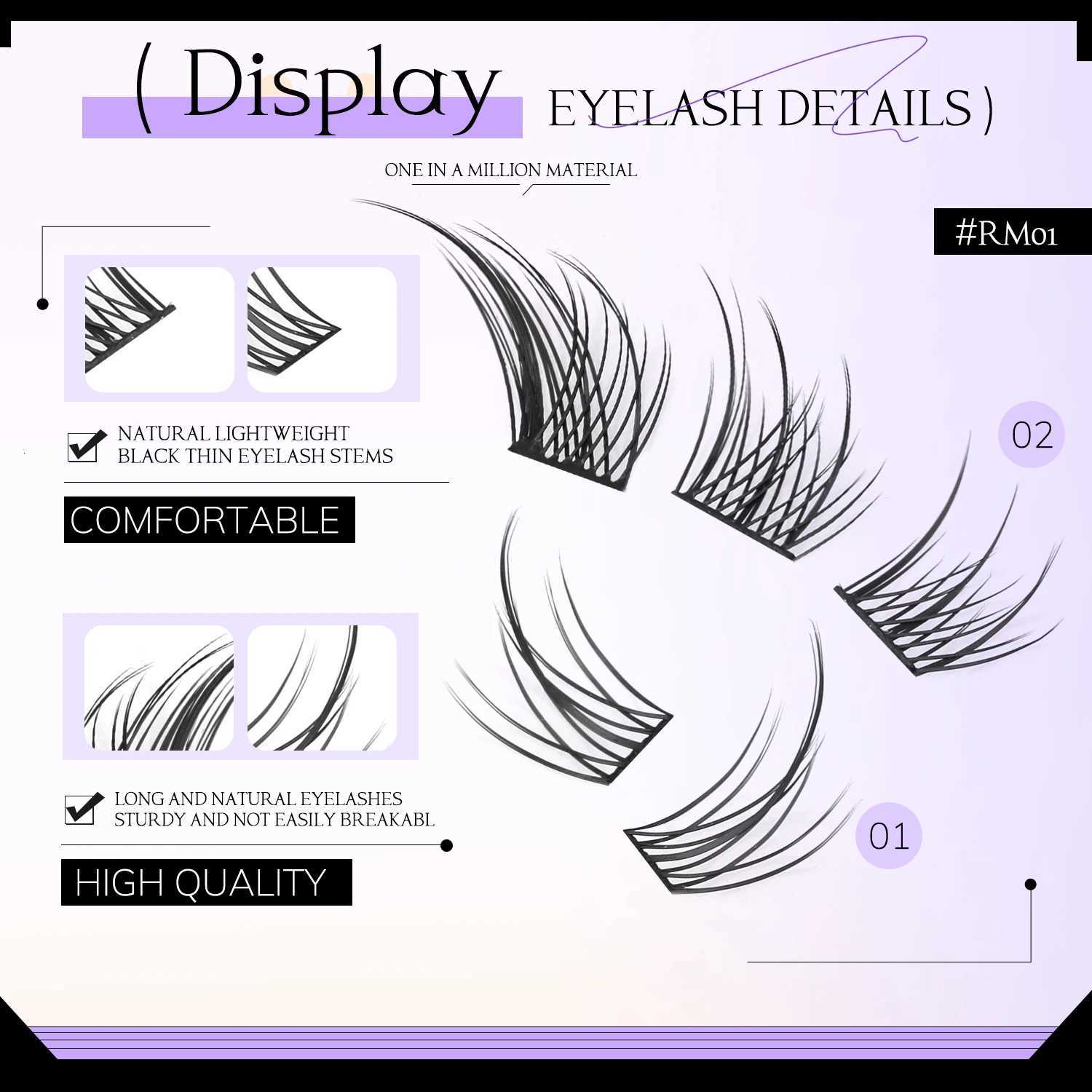RNNEYA Natural DIY Cluster Lashes Book Mixed Tray Fake Lashes Soft Cross Natural Look Individual Eyelashes Extension Makeup Z250730