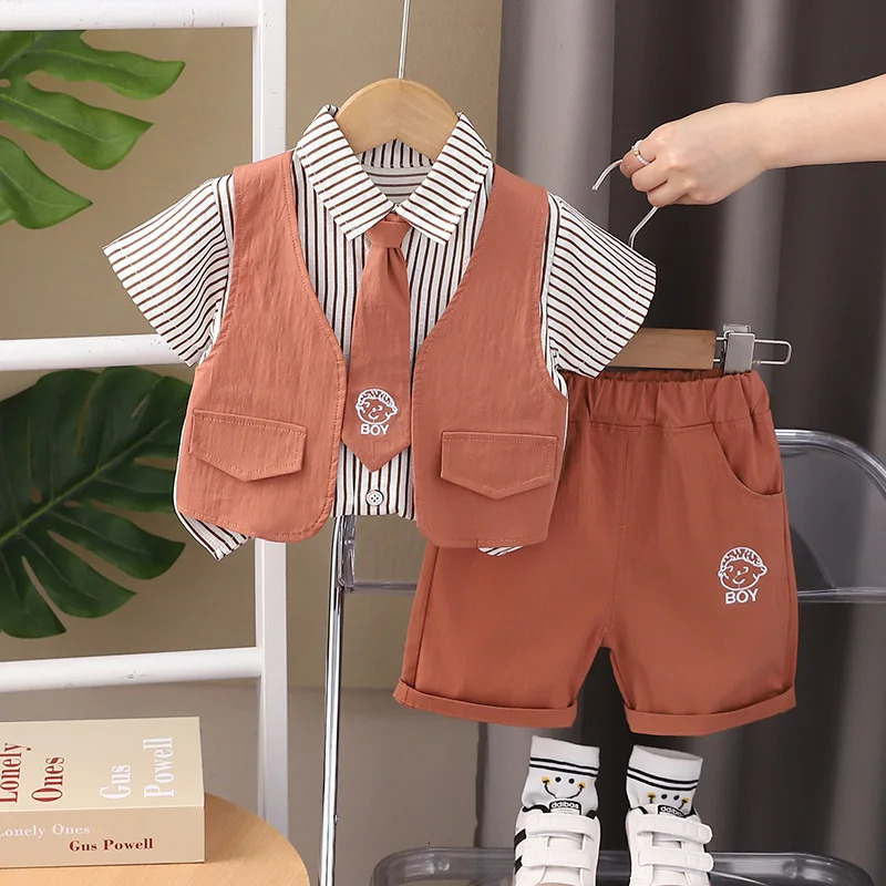 Summer Baby Boys Clothes Suit Children Shirt Shorts 2Pcs/Sets Toddler Clothing Infant Casual Cotton Costume Kids Tracksuits 250729