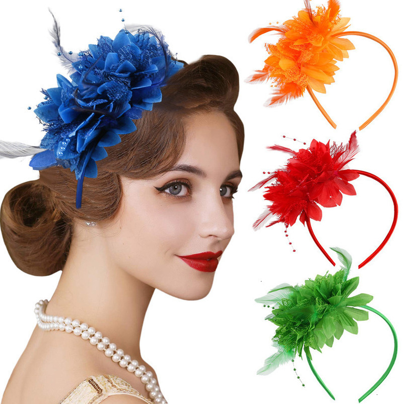 Carnival Flower Party Gathering Performance Feather Headband Bride Hair Accessories