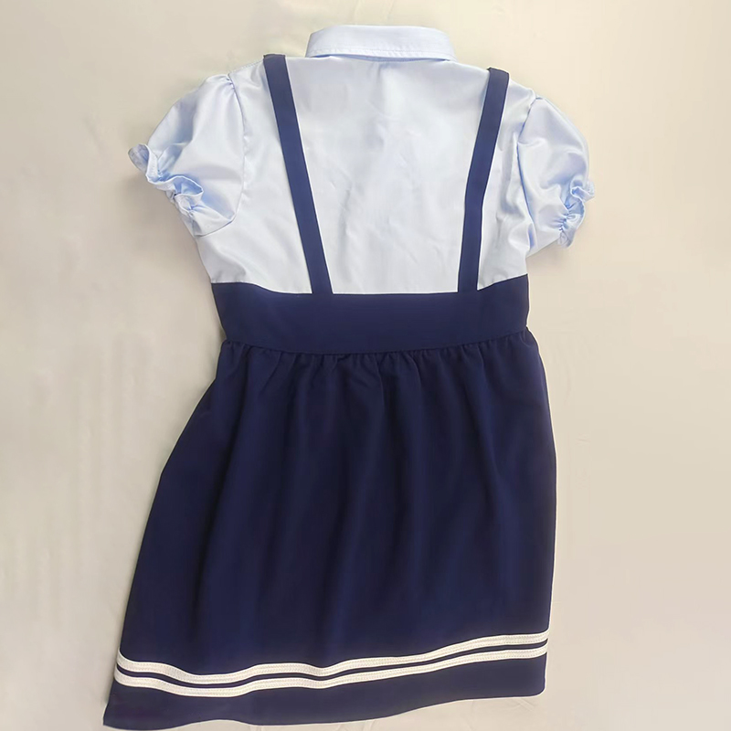 Kindergarten student school uniform set, shirt plaid skirt custom design, girls' school uniform, supports customization