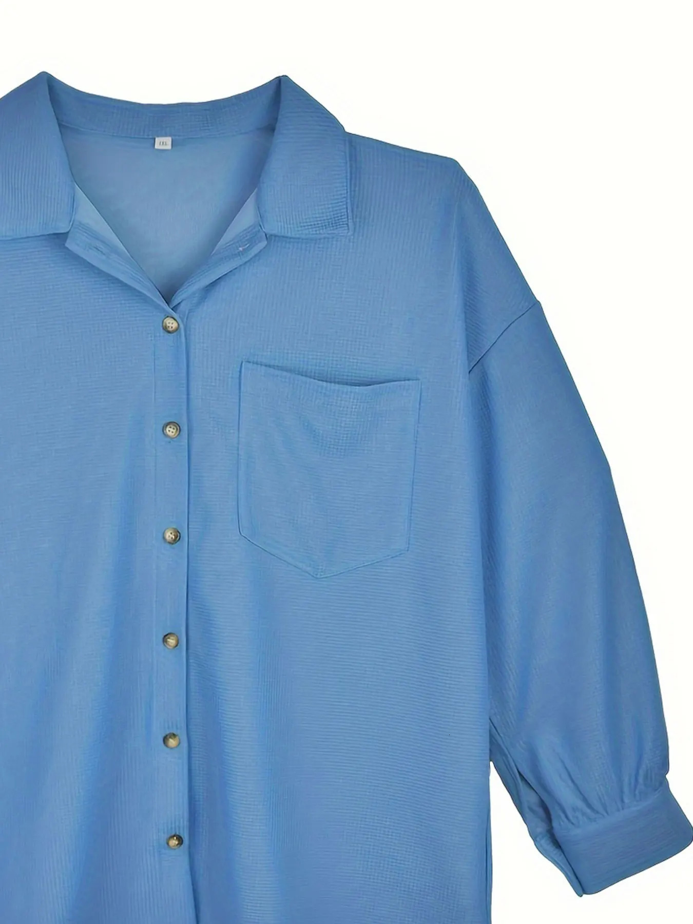 Women Plus Size Casual Knit Jacket Polyester Solid Color Lapel Collar with Button Detail Slight Stretch Fabric for Spring 250729