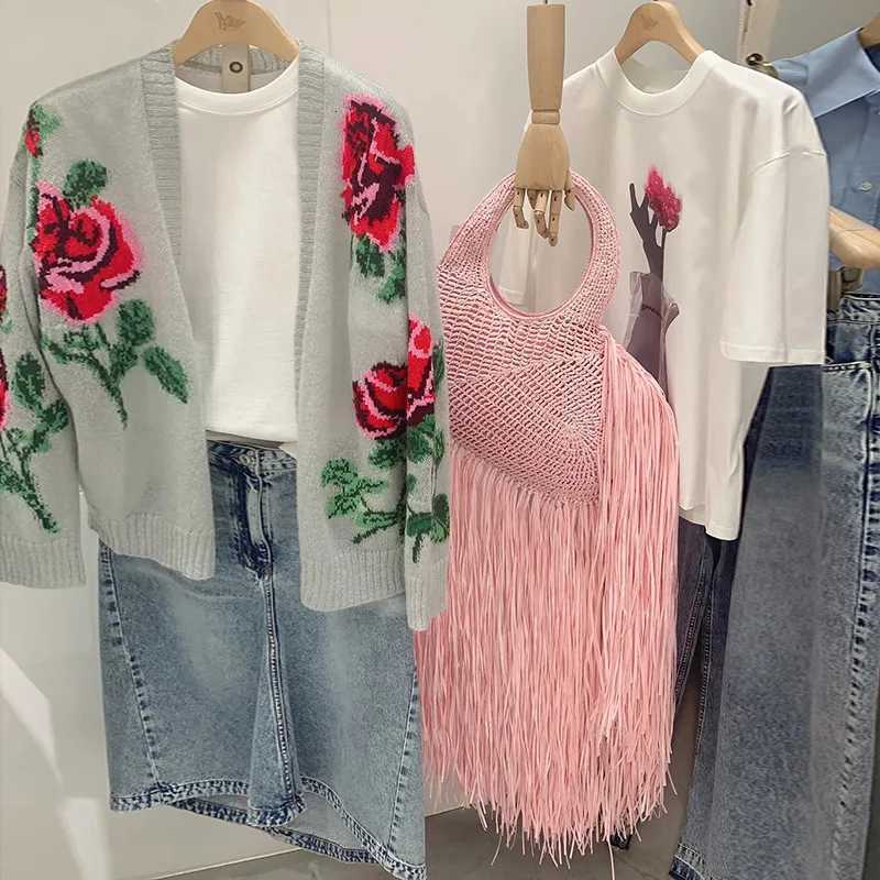 FIRMRANCH Handmade Knitted Long Tassel Handbag For Women With Personality Trend Sweet Love Shape Single Shoulder Armpit Bag Pink Y250729