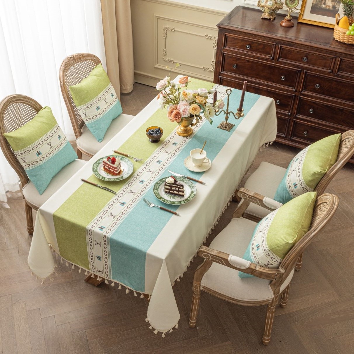 YL-36872 imitation linen printed tablecloth waterproof and oil-proof washable Bohemian ethnic style table cloth rectangular coffee table desk