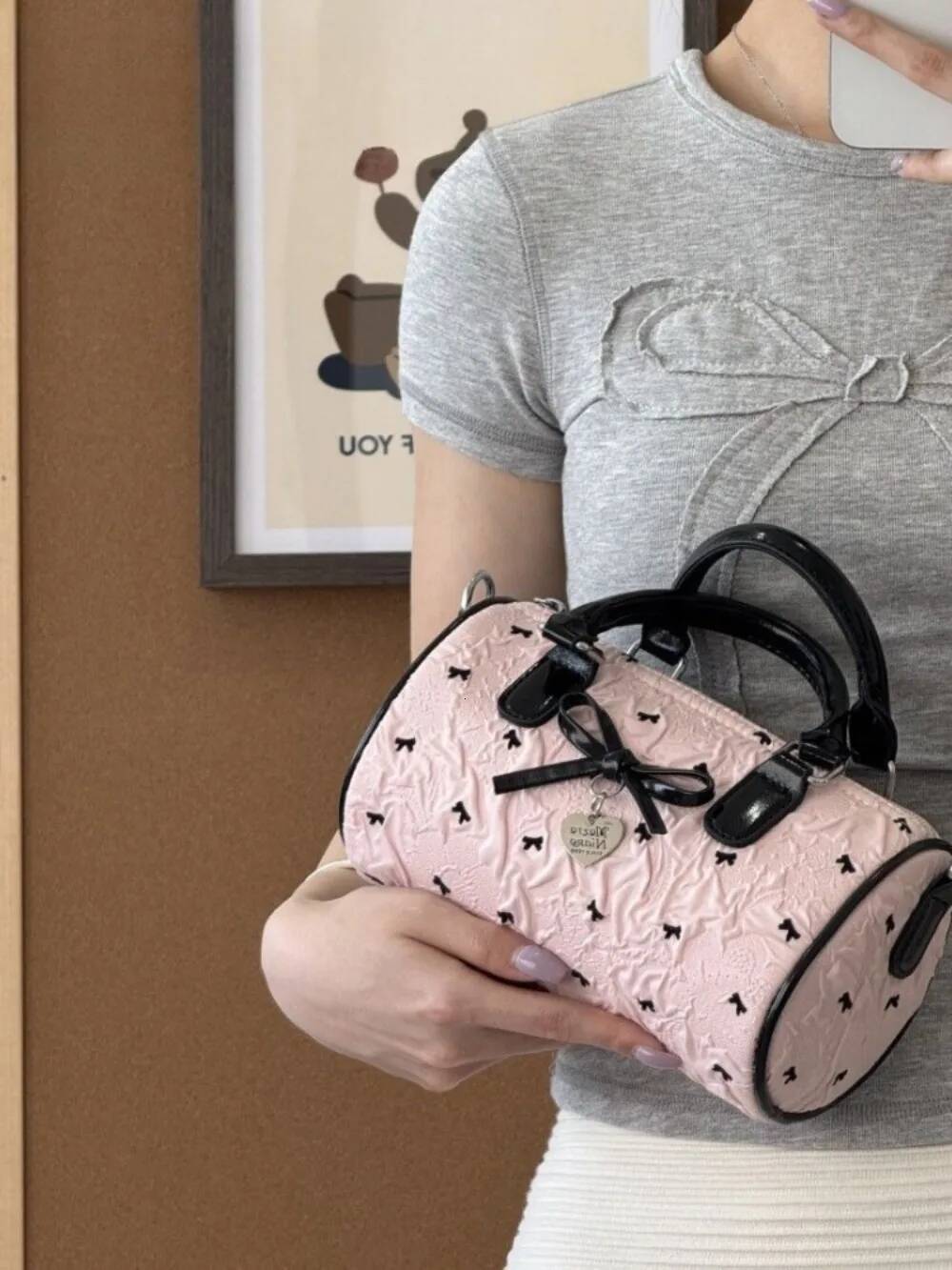 Vintage Literary Cylinder Lovely Wristlets Advanced New Minority All-Match Casual Clutches Bow Panelled Zip Moda Handbags