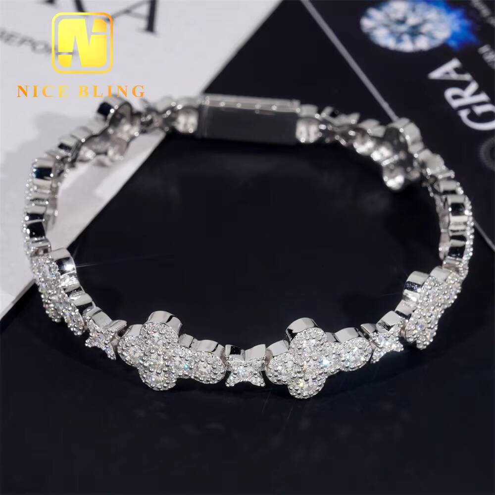 Nice Bling New Design Ice Out Diamond Jewelry 13MM Moissanite Bracelet 925 Sterling Silver Hip Hop Cuban Link Chain Bracelet