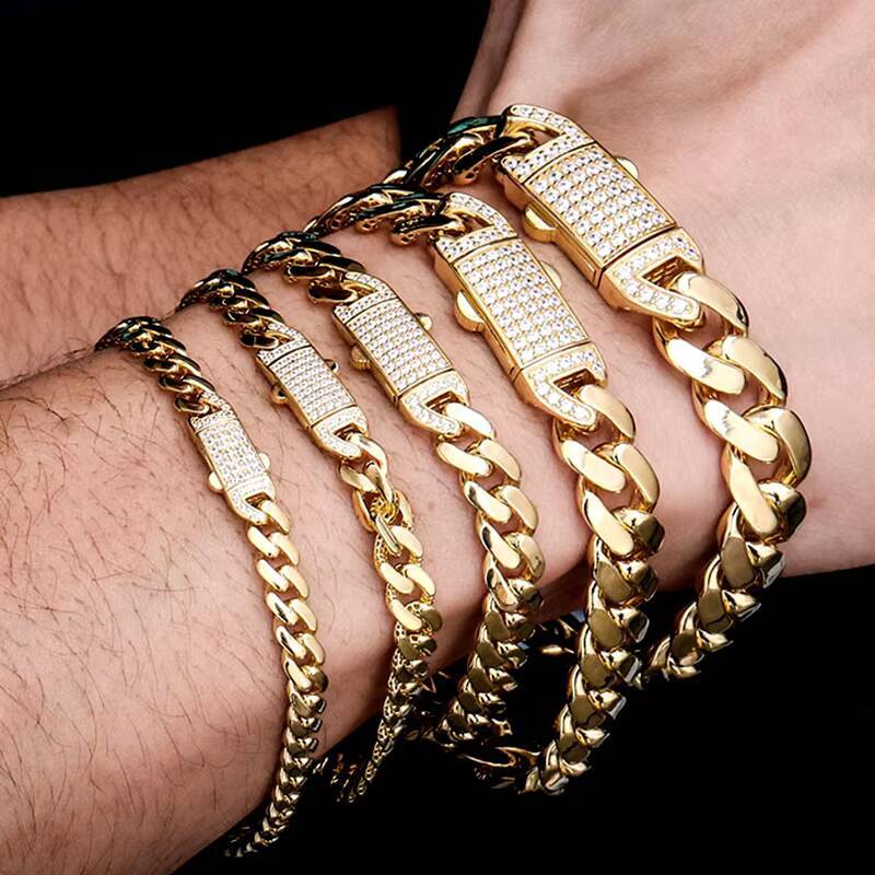 Miami Cuban Link Chain Moissanite Cuban Bracelet 925 Silver Cuban Chain