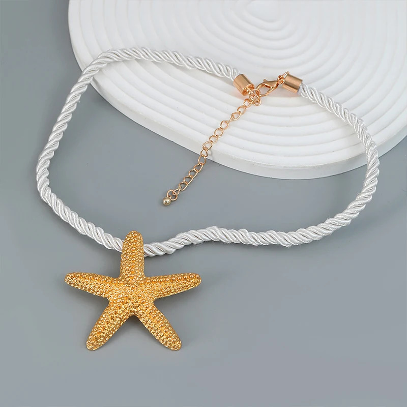 Rope Chain Metal Starfish Necklace For Women Large Pendant Fashion Jewelry Holiday Accessories Trendy Style Party Gift MQ109 250729