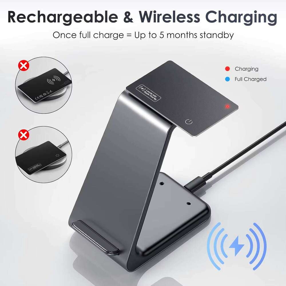 Rechargeable GPSTracker Smart Card Wallet Locator Anti-Lost Finder LBS Positioning Plastic Material Workpiece "Find My Card" App