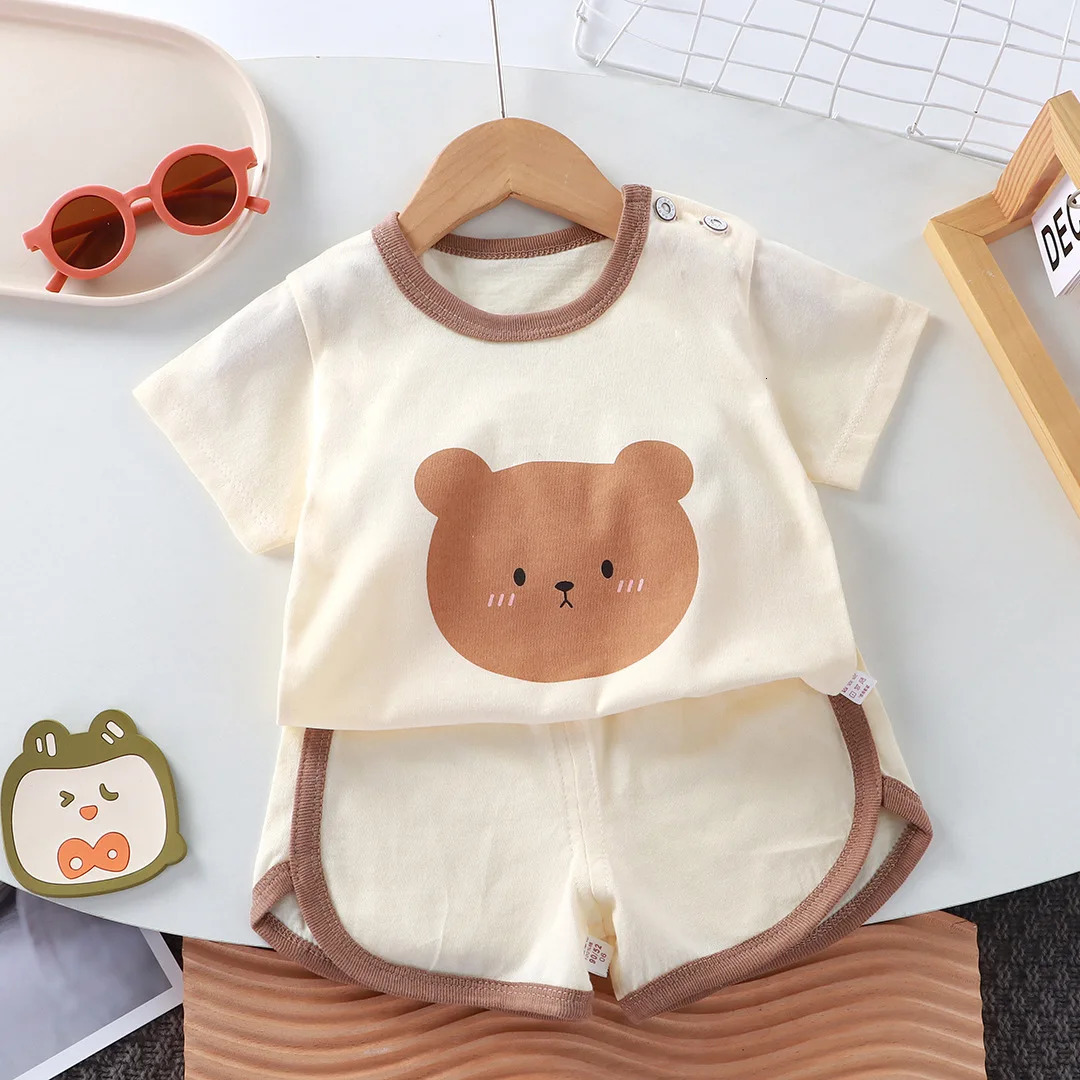 Summer cotton cartoon casual childrens set Baby Clothes girl boy T-shirtshorts 2 pieces of 0-4-year-old childrens clothing 250729