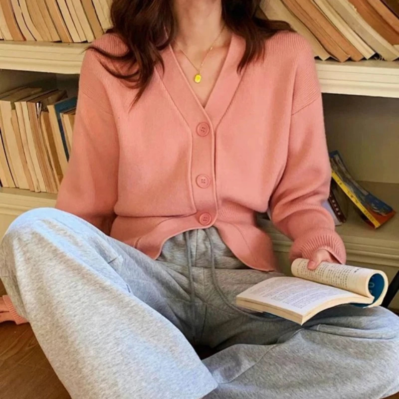 Fashion Elegant Cardigan Knitted Women Sweater V Neck Long Sleeve Casual Cardigans Autumn Winter Slim Fit Coats Clothes 250730