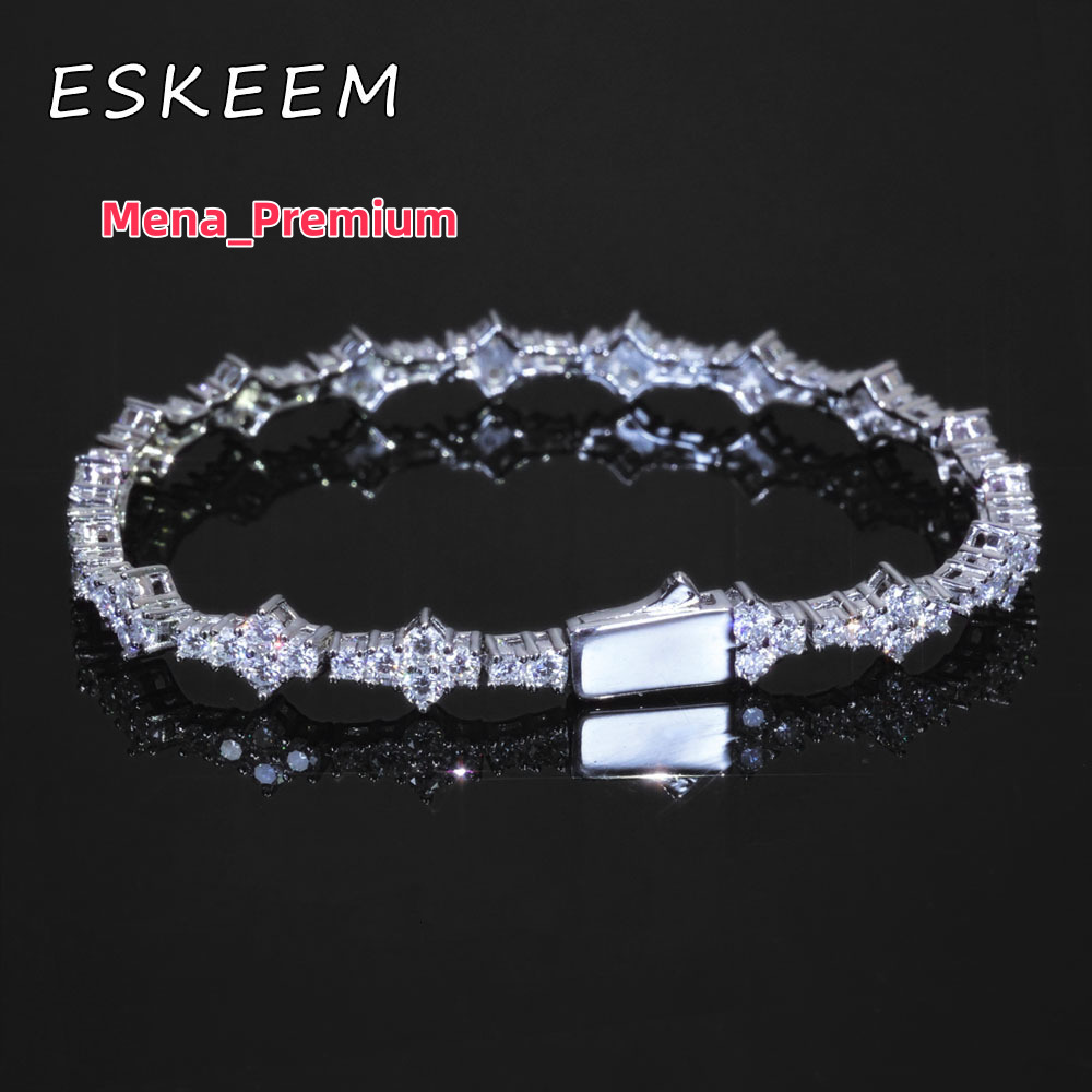 New Design 6.5mm 925 Sliver VVS Moissanite Tennis Chain Fashion Bracelet with Bling Diamond Flower Shaped for Women Men