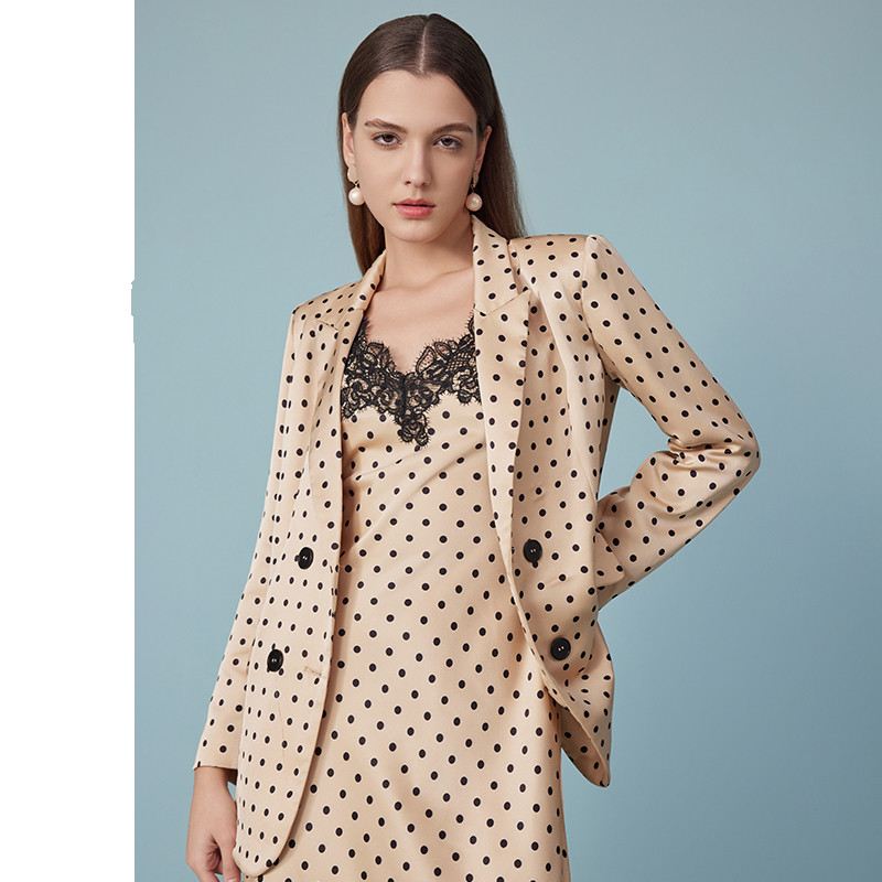 2025 Summer New Arrival Mid-Length Temperament All-match Jacket Polka Dot Long Sleeve Senior Suit Women 6112326