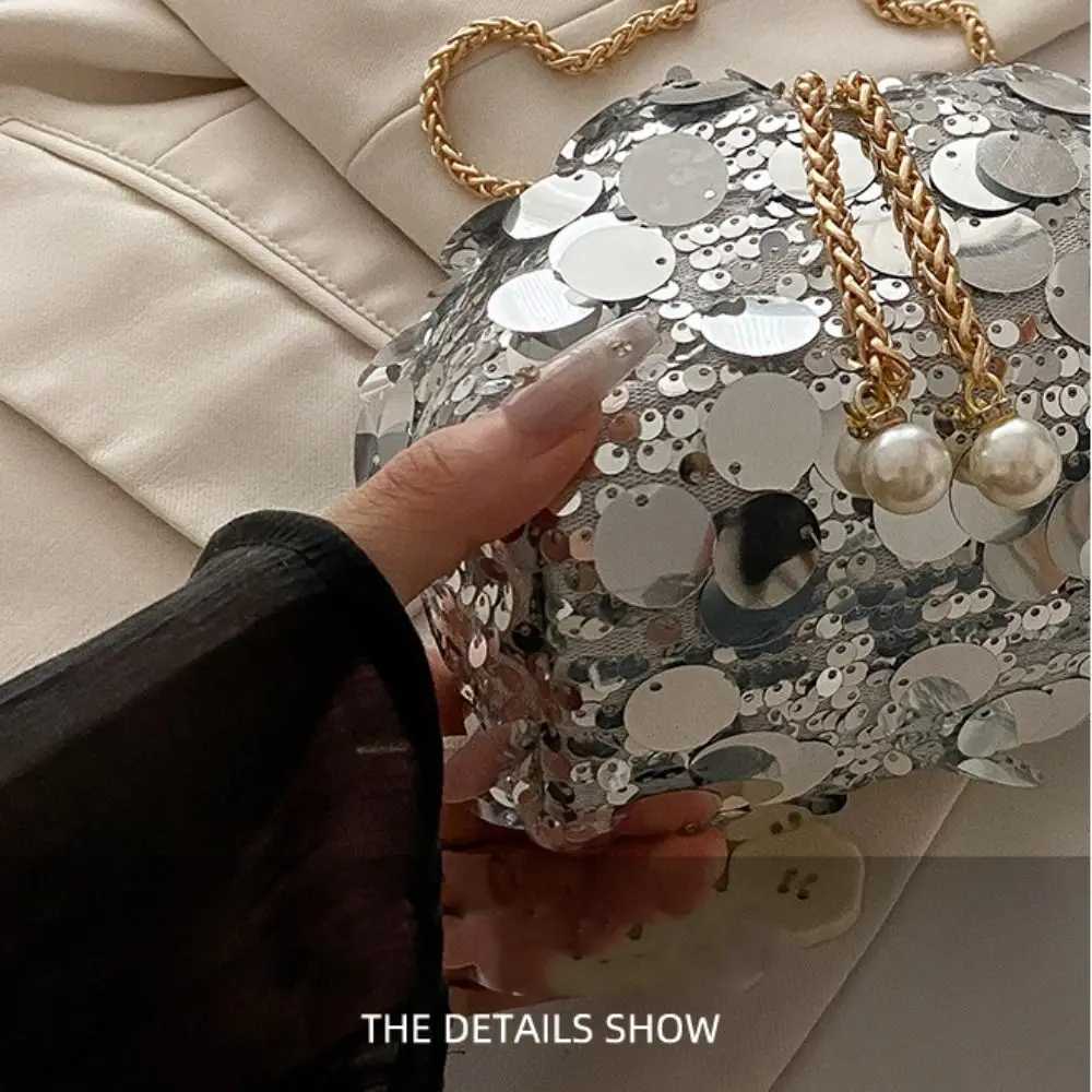 Mini Shiny Evening Banquet Bag Glitter Handbag Sequin Shoulder Bag Metal Chain Blingbling Tassel Crossbody Bag Party Y250729