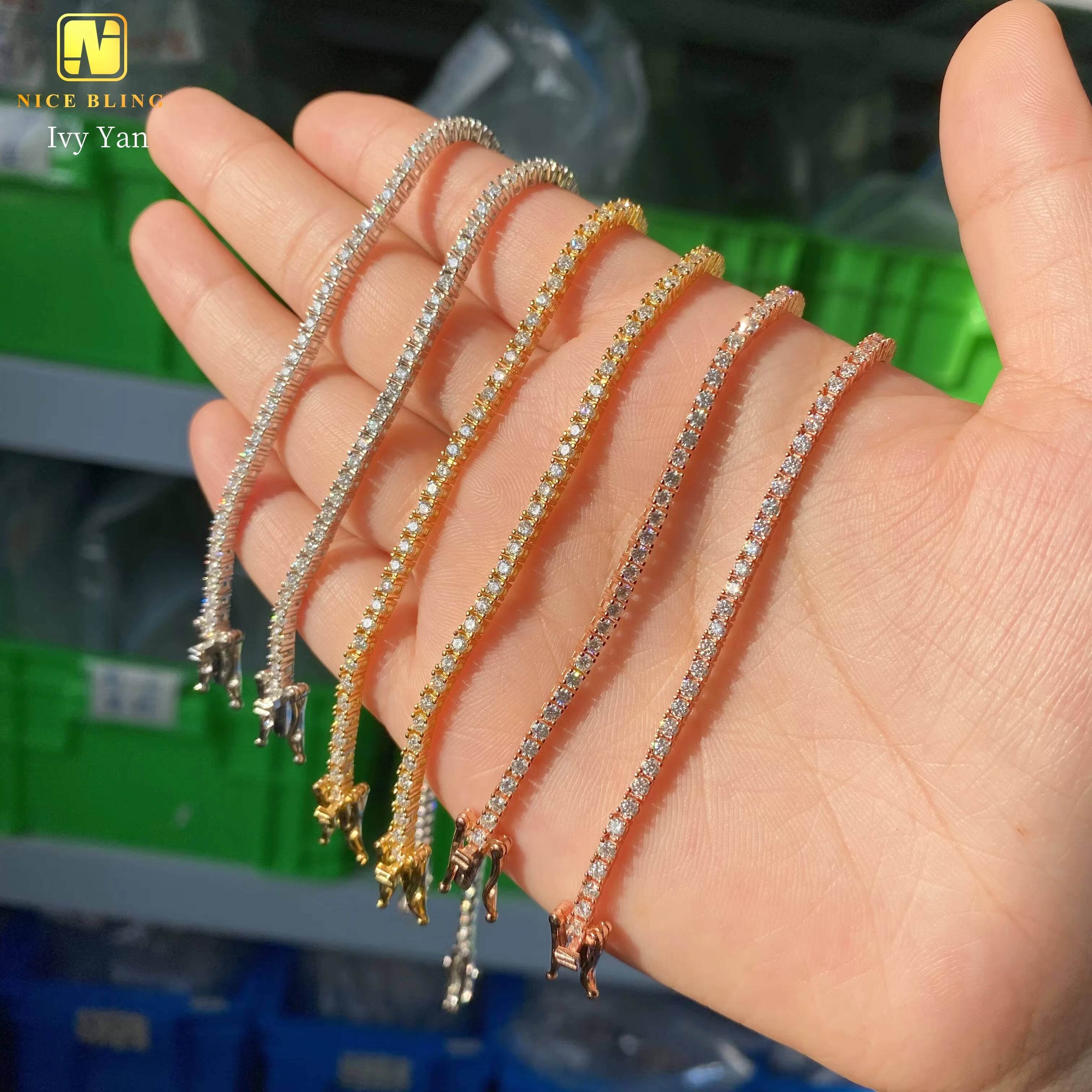 GRA Certificate Factory Price 925 Silver 2mm Hip Hop Jewelry Bracelet Necklace Iced Out VVS Moissanite Diamond Tennis Chain