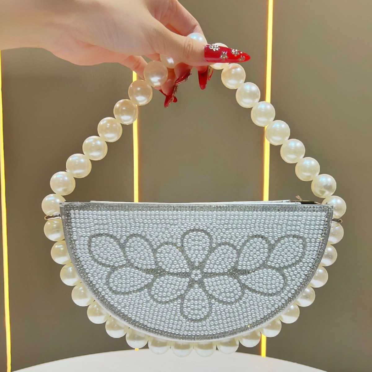 New Womens Handbag Socialite Rhinestone Beaded Evening Bag French Dress Handbag Crossbody Evening Bag