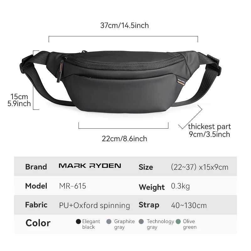 MARK RYDEN Chest Bag for Men Waist Pack Male Fanny Packs for Men Waist Bags for Men Crossbody Bag Men R250729