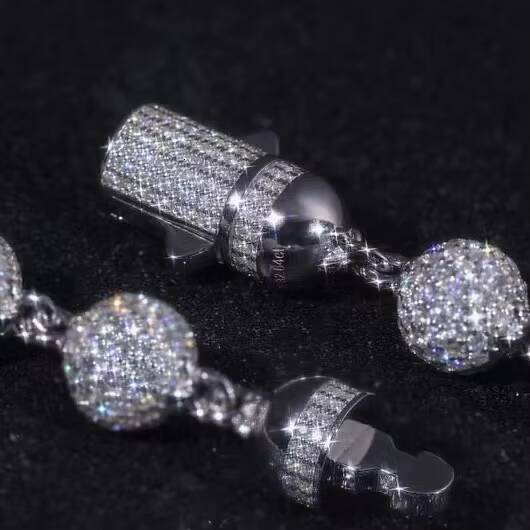 High Quality 10mm Bead Round Ball Link Chain 925 Sterling Silver Iced Out VVS Diamond Moissanite Ball Rapper Necklace for Men