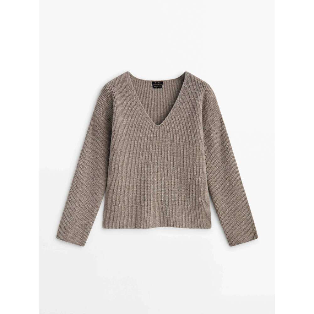 Ethereal MD 2025 Massidutti Spring New Style Of French Casual Slouchy Wool Blend Reverse V-Neck Knitwear 250728