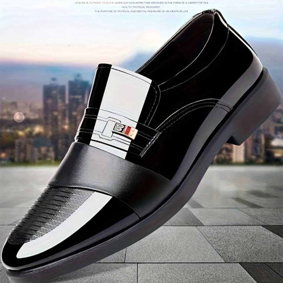Mens Solid Slip On Semi-formal Dress Shoes With PU Leather Uppers Wear-resistant Non-slip Shoes For Business and Weddings Y250730