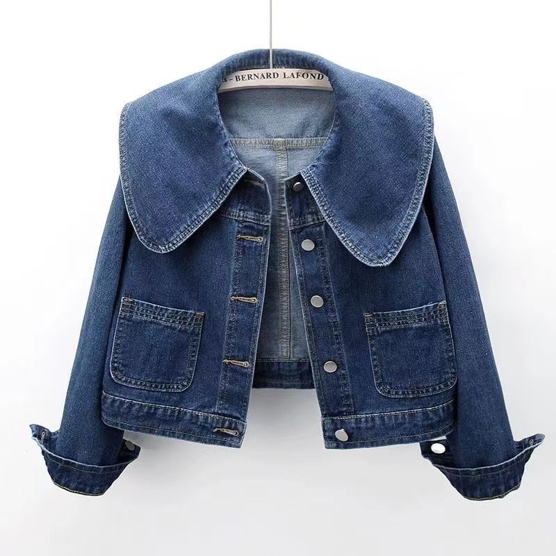 2025 Early Autumn New Women's Vintage High-End Doll-Collar Short Denim Jacket Stylish Youthful Top