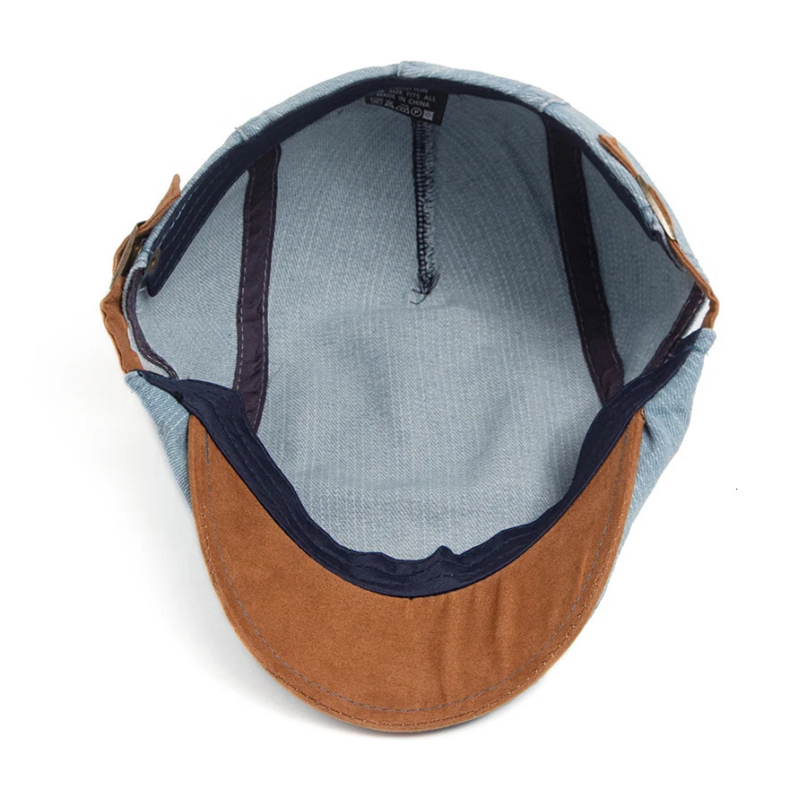Denim Cotton sboy Cap Women Patchwork Brown Soft Beret Men Flat Visor Hat Vintage For Spring Autumn Summer Casual Adjustable 250729