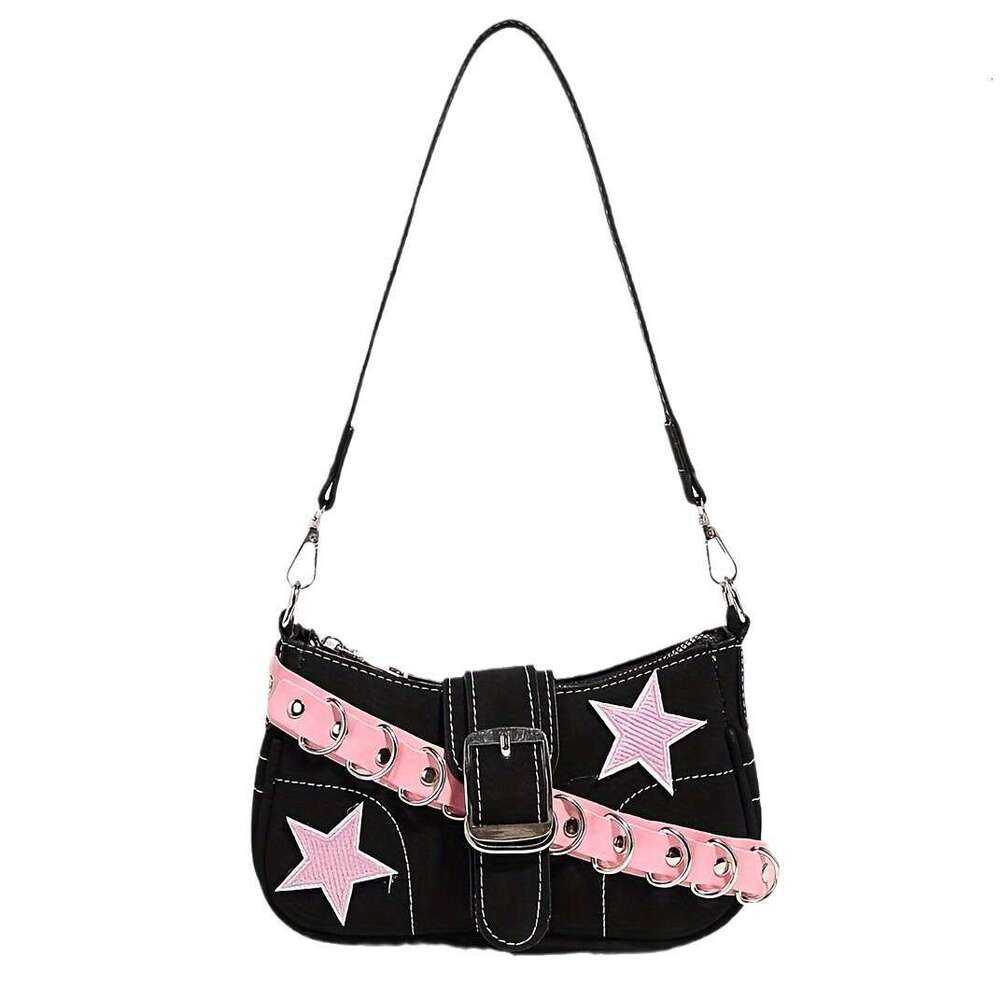 Punk Pentagram Small Women, Unique Design Shoulder Baguette Bag, Sweet Cool Style for Girls, High-end Underarm Bag
