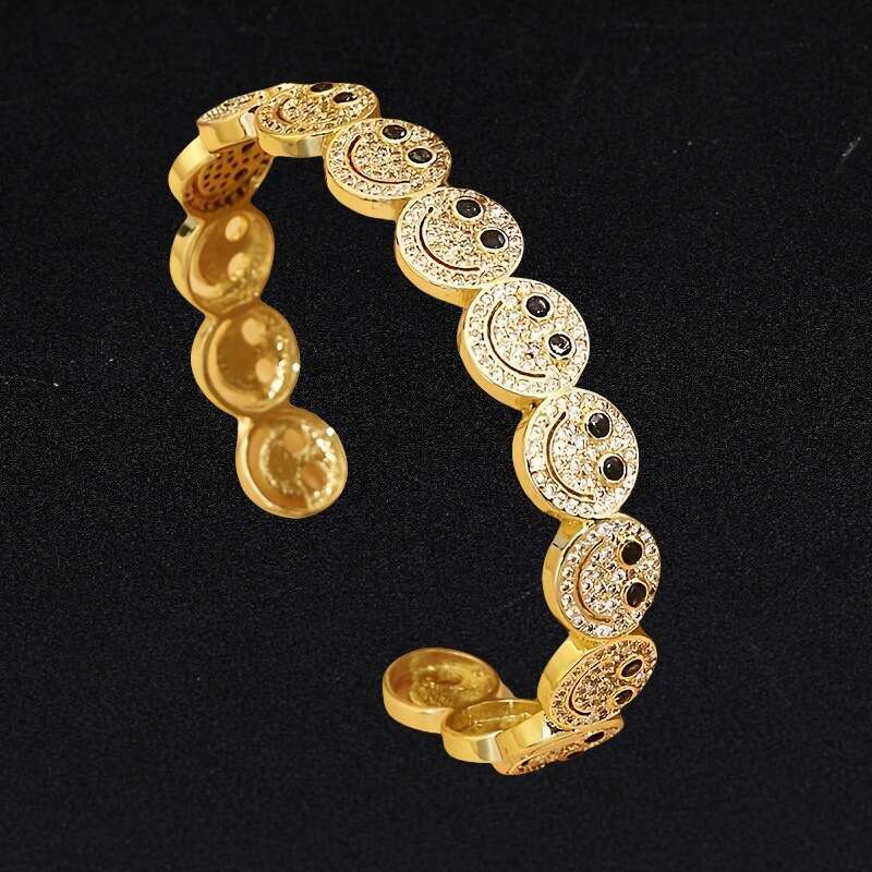 Hot-selling Multi-color Smiley Face Copper Micro-inlaid Zircon Creative Design Bracelet