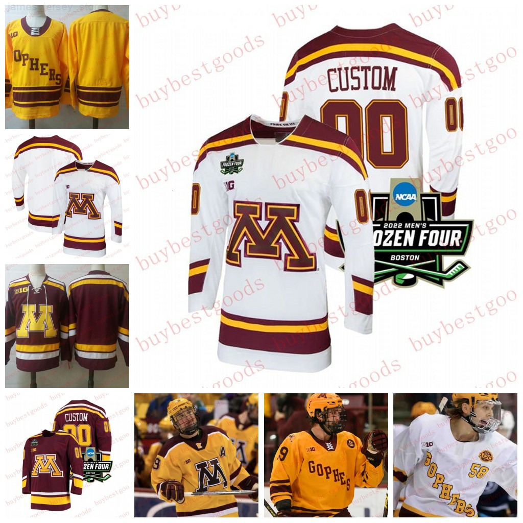 Custom Minnesota Golden Gophers Hockey Jersey 2 Jackson LaCombe Brock Faber Ryan Johnson Jaxon Nelson Jimmy Snugge