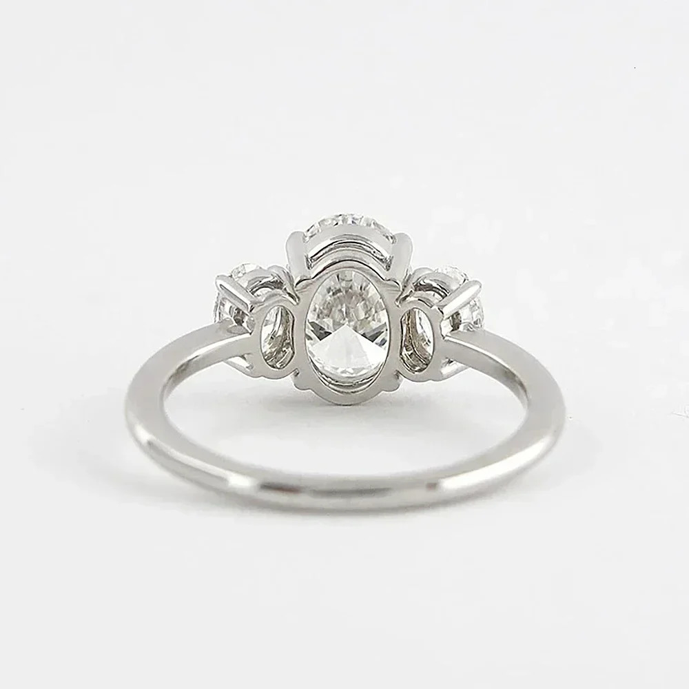 3/6cttw Real Engagement Ring with Certificate 3-Stone Oval Cut Diamond Wedding Ring for Women 925 Silver Fine Jewelry 250722