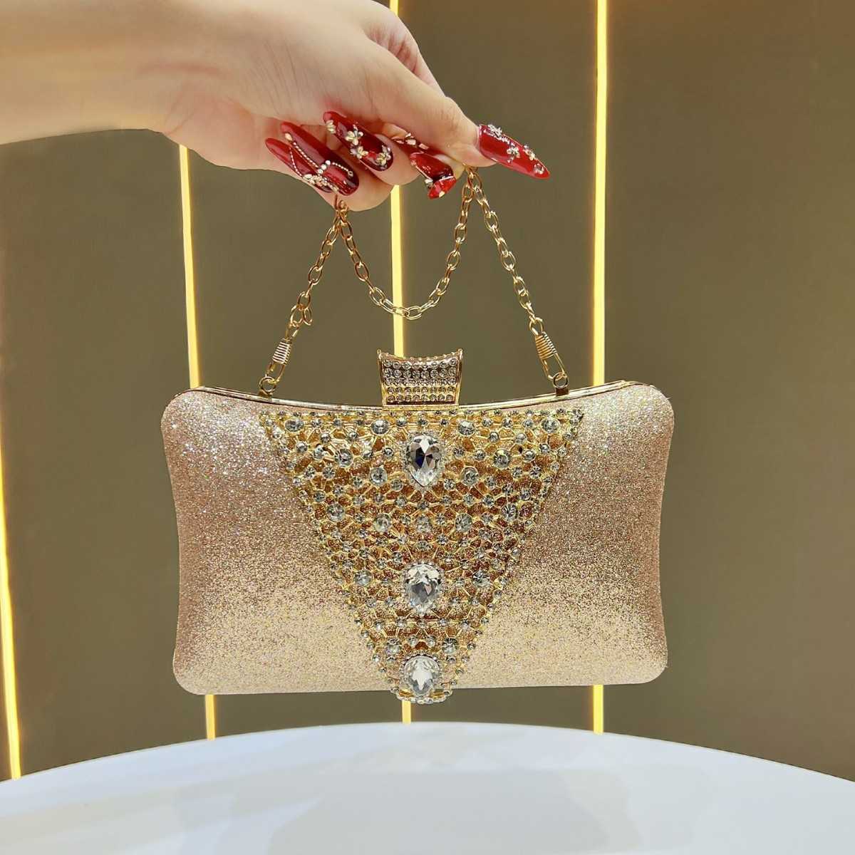 New Evening Bag Rhinestones Womens Handbag Formal Evening Chain Bag Crossbody Clutch Bag for Women