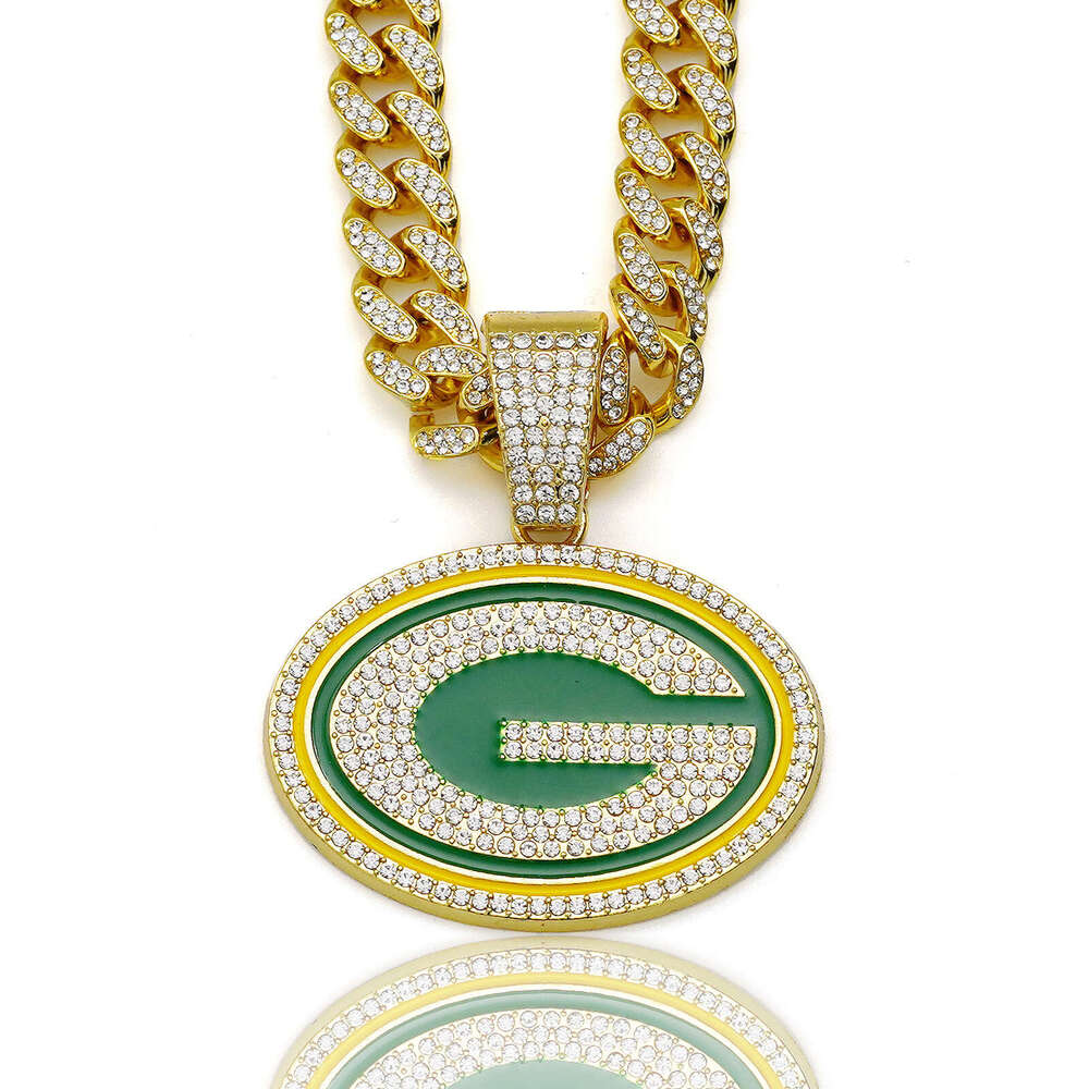 Men's Hip-Hop Full Dia Cuban Chain Fashion Personality Oil Drop Letter G Round Pendant Necklace