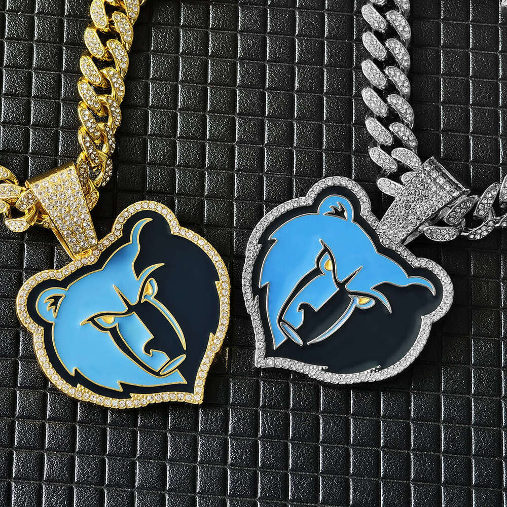 Alloy Necklace Personality Oil Drop Gray Bear Team Same Style Pendant Men's Hip Hop Accessory