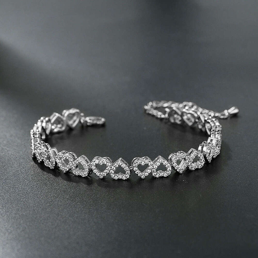 Girls' Light High-Grade Inlaid Zircon Shiny Heart Simple Ins Style Fashion Versatile Bracelet