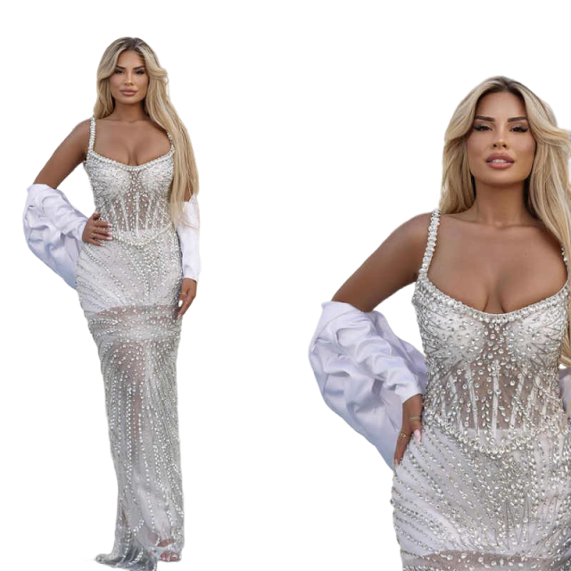 Classic Wedding Dress Mermaid Gowns Sleeveless Spaghetti Strap Crystals Floor-Length Formal Bridal Gowns Plus Size Customized Vestido de novia